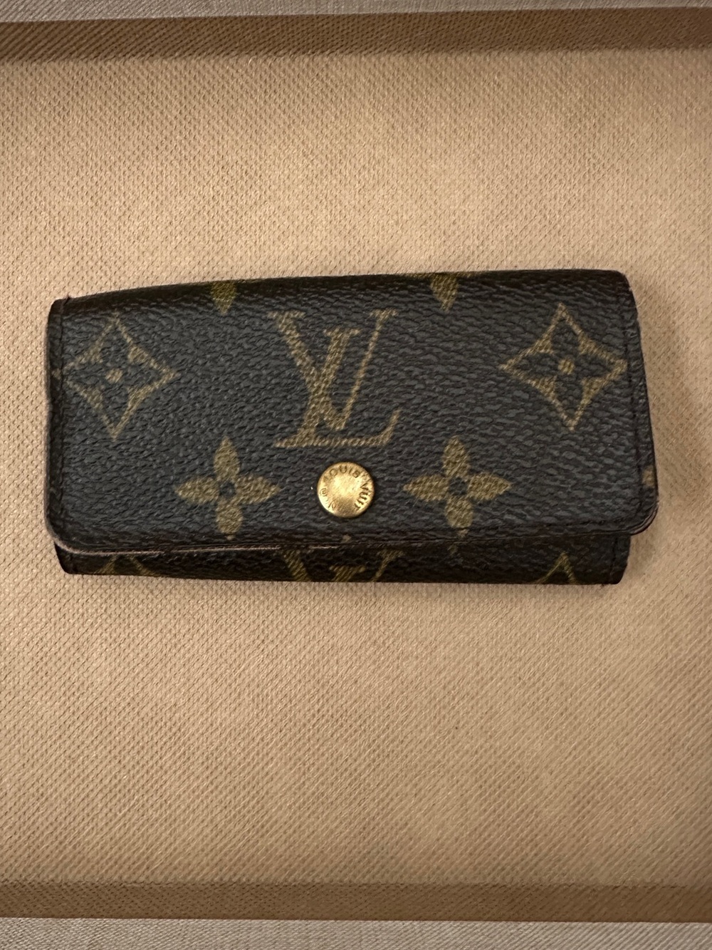 Louis Vuitton Monogram Key Pouch - Dark Brown with Gold Monogram